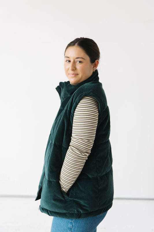 Aberdeen Corduroy Vest - Emerald