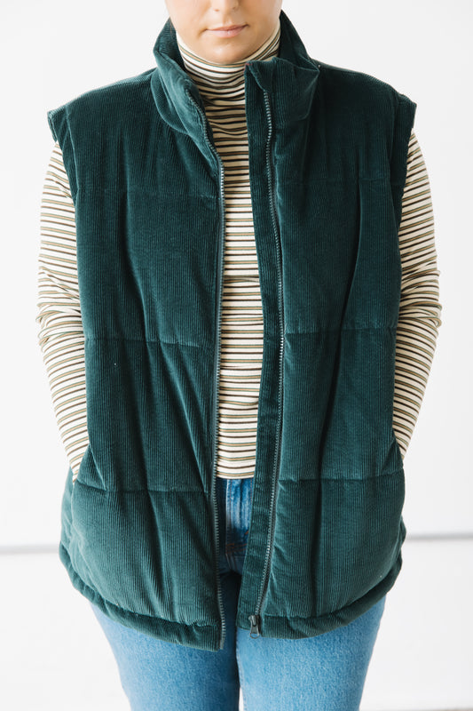 Aberdeen Corduroy Vest - Emerald
