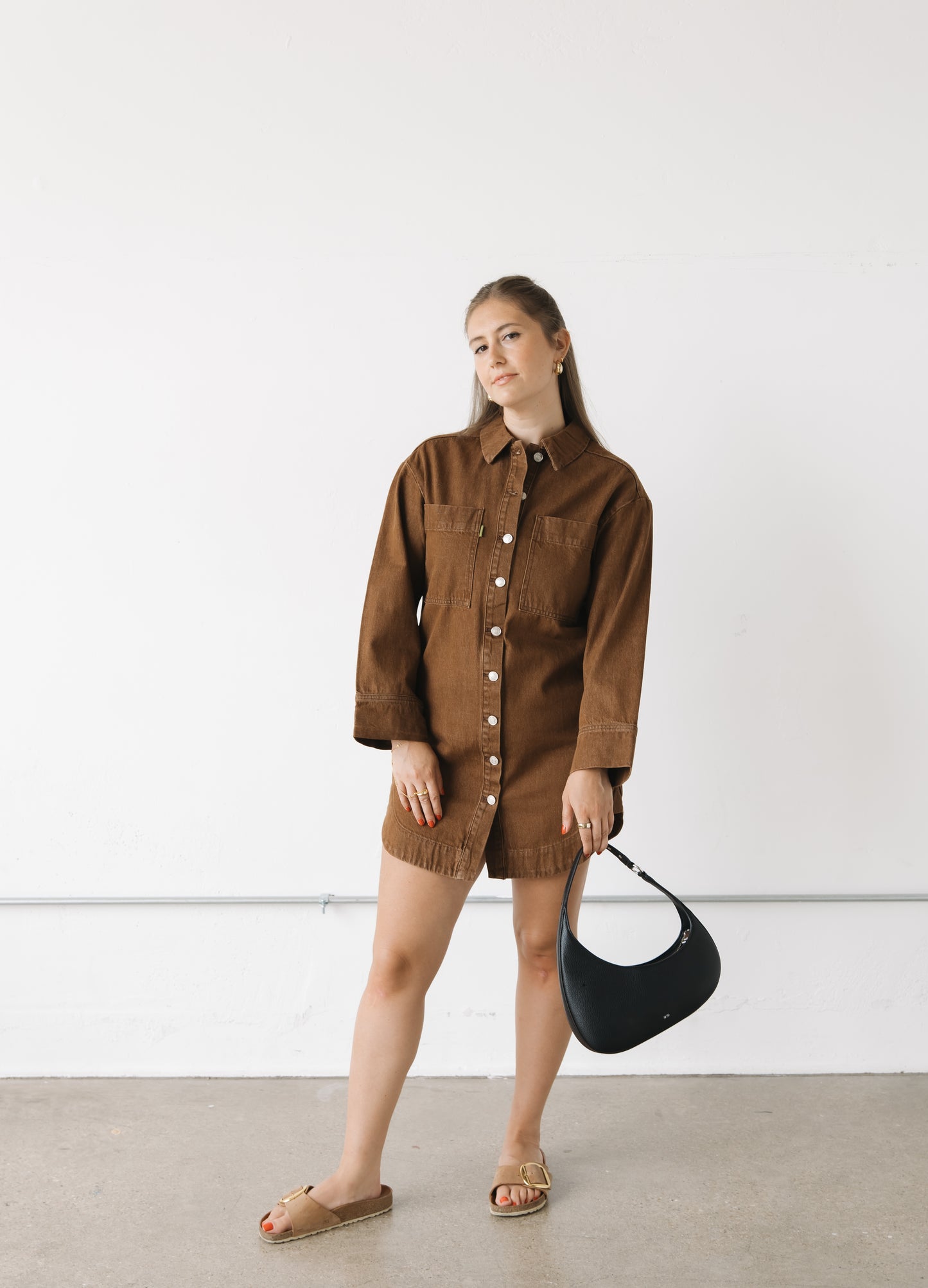Kelsea Denim Dress - Brown