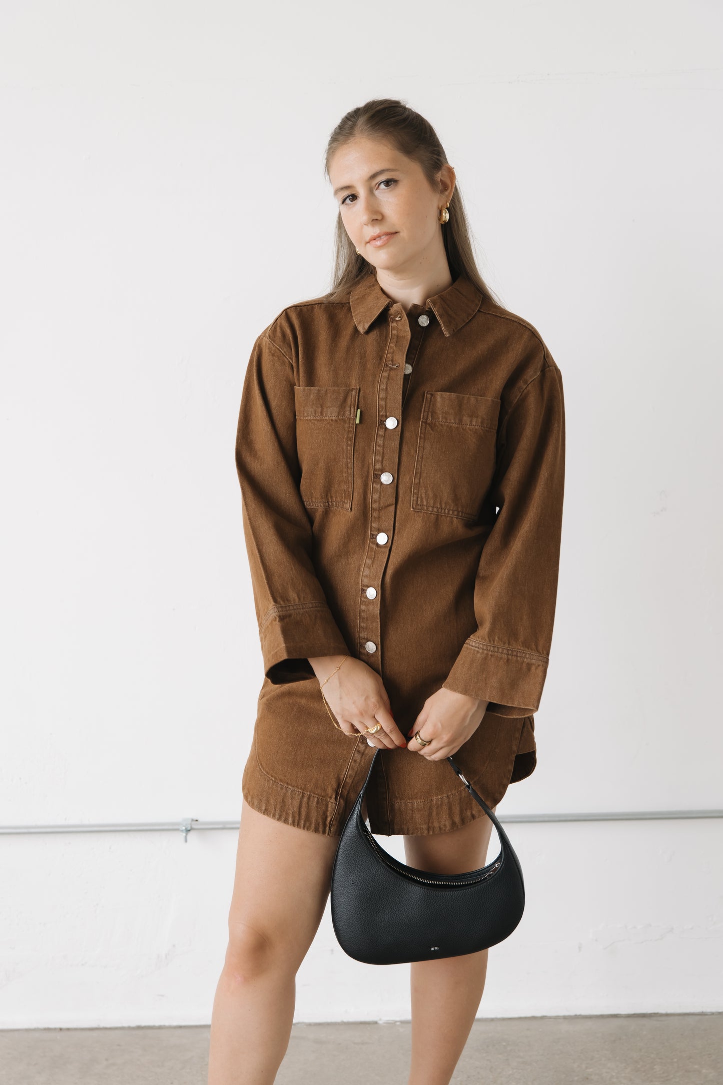 Kelsea Denim Dress - Brown