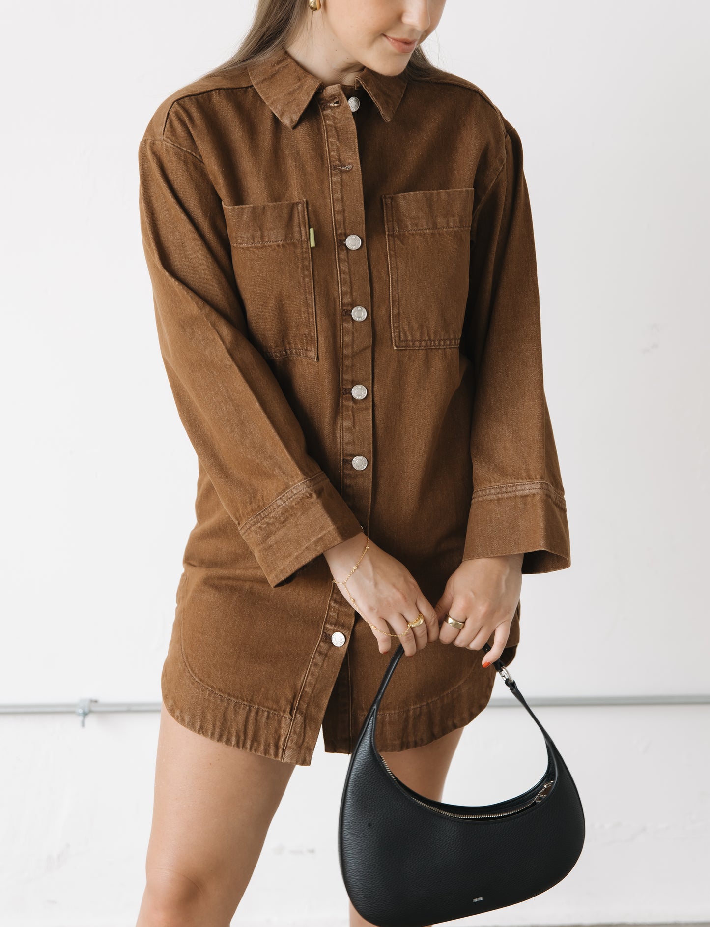 Kelsea Denim Dress - Brown