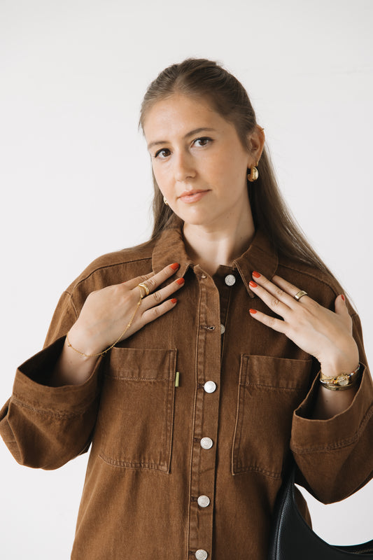 Kelsea Denim Dress - Brown