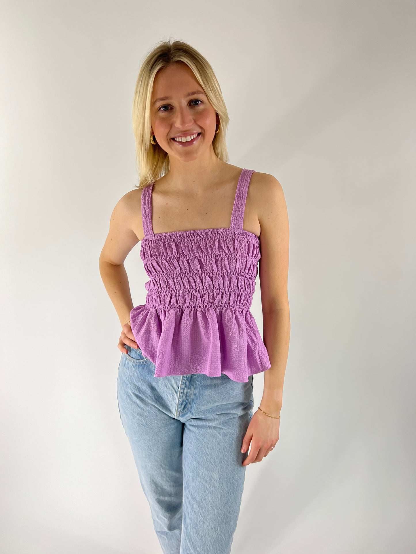 Isla Smocked Top - Lavender