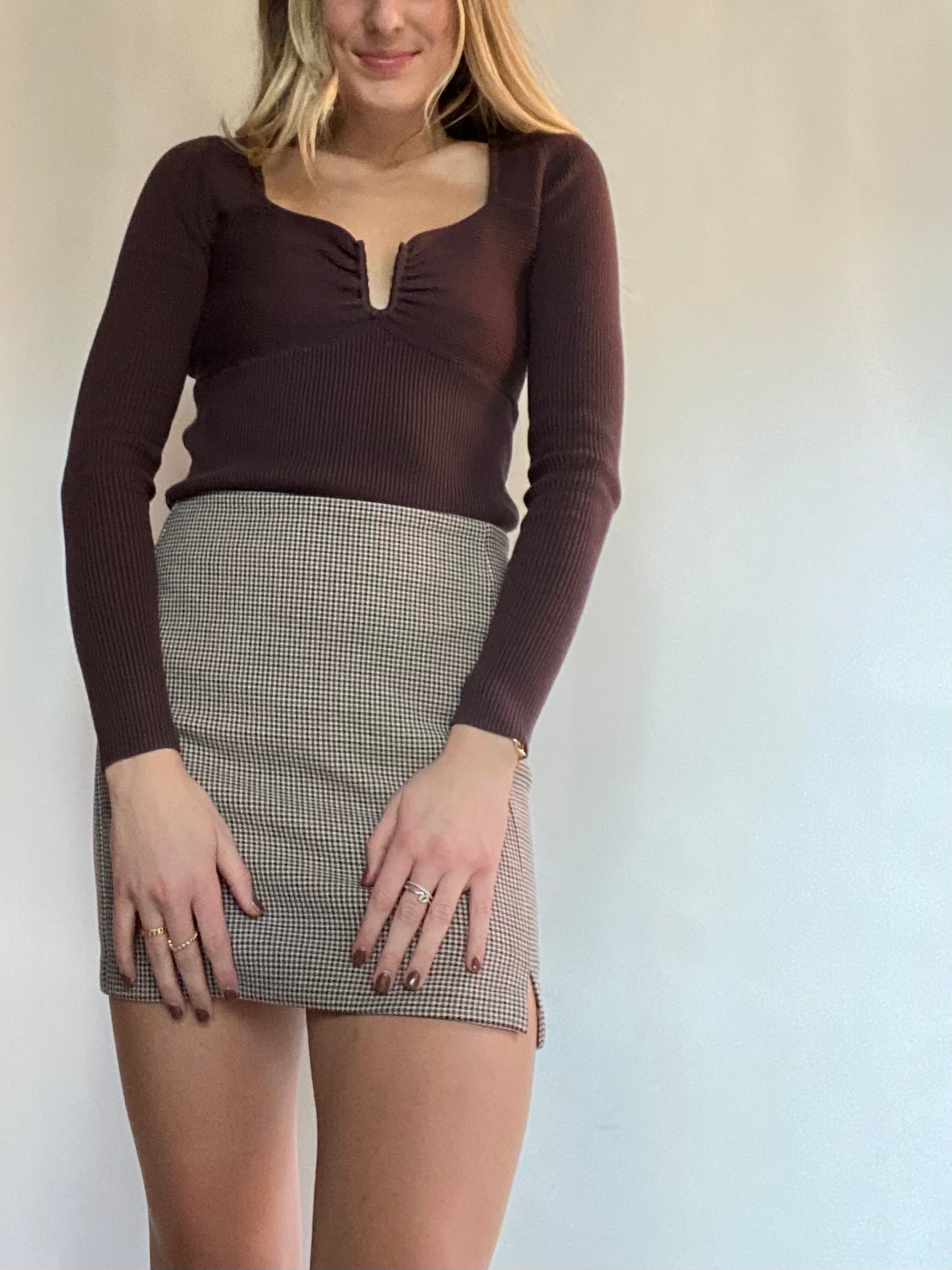 Harper Houndstooth Skirt